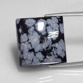 Obsidiana nevada negro natural de 19,17 ct, cuadrado, opaco