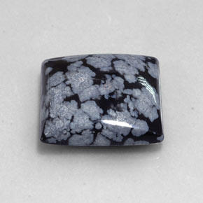 Obsidiana nevada negro natural de 19,17 ct, cuadrado, opaco