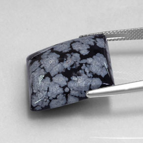 Obsidiana nevada negro natural de 19,17 ct, cuadrado, opaco