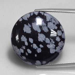 Obsidiana nevada negro natural de 24,99 ct, corte redondo, opaco