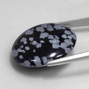 Obsidiana nevada negro natural de 24,99 ct, corte redondo, opaco