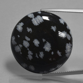 Obsidiana nevada negro y blanco natural de 26,06 ct, corte redondo, opaco
