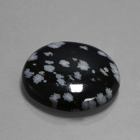 Obsidiana nevada negro y blanco natural de 26,06 ct, corte redondo, opaco