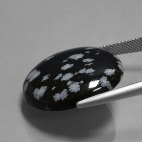 Obsidiana nevada negro y blanco natural de 26,06 ct, corte redondo, opaco