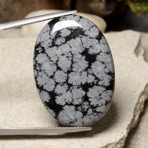 Obsidiana Copo de Nieve Copo de Nieve natural de 21.09 ct, Corte Óvalo, Opaco