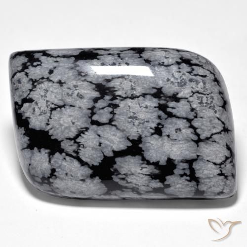 38.10ct Natural Gris-Blanco y negro Obsidiana copo de nieve, Elegante, Opaco, Photo A