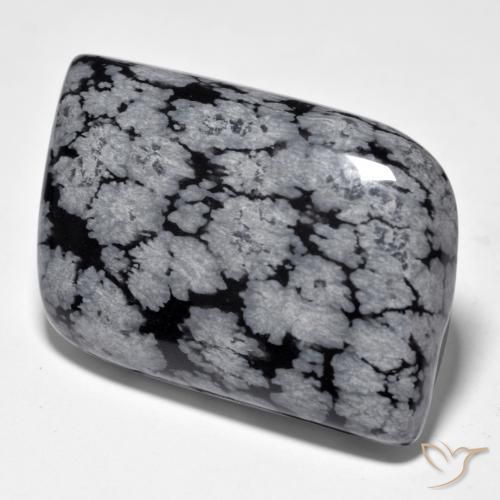 Obsidiana copo de nieve Gris-Blanco y negro natural de 38.10 ct, Elegante, Opaco