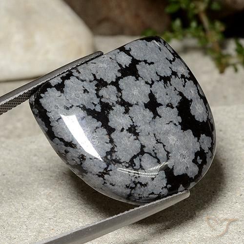Obsidiana copo de nieve Gris-Blanco y negro natural de 37.14 ct, Elegante, Opaco