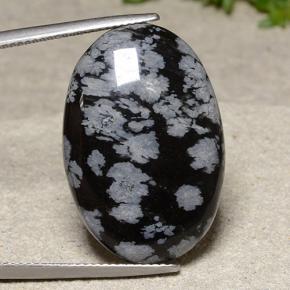 Obsidiana Copo de Nieve Copo de Nieve natural de 18.62 ct, Corte Óvalo, Opaco