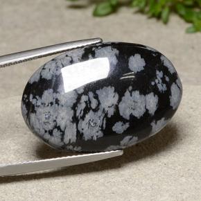 Obsidiana Copo de Nieve Copo de Nieve natural de 18.62 ct, Corte Óvalo, Opaco