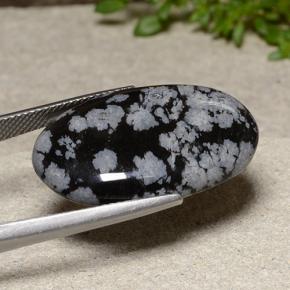 Obsidiana Copo de Nieve Copo de Nieve natural de 18.62 ct, Corte Óvalo, Opaco