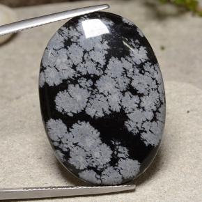Obsidiana Copo de Nieve Copo de Nieve natural de 23.19 ct, Corte Óvalo, Opaco