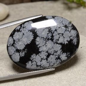 Obsidiana Copo de Nieve Copo de Nieve natural de 23.19 ct, Corte Óvalo, Opaco