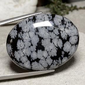 Obsidiana nevada multicolor natural de 43,07 ct, corte óvalo, opaco