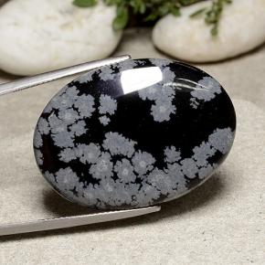 Obsidiana Copo de Nieve Copo de Nieve natural de 33.64 ct, Corte Óvalo, Opaco