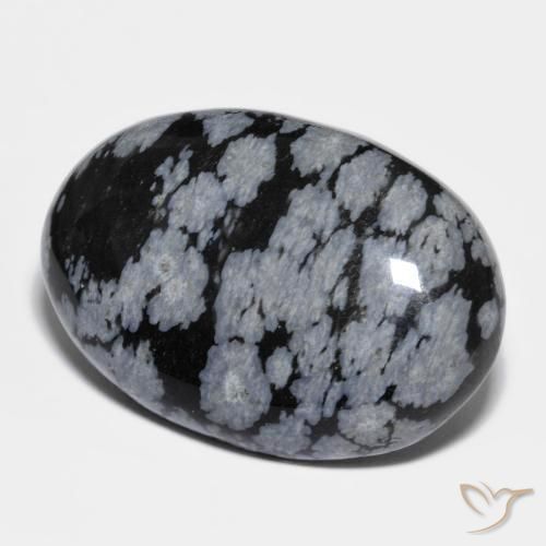 Obsidiana copo de nieve Gris-Blanco y negro natural de 32.04 ct, Ovalada, Opaco