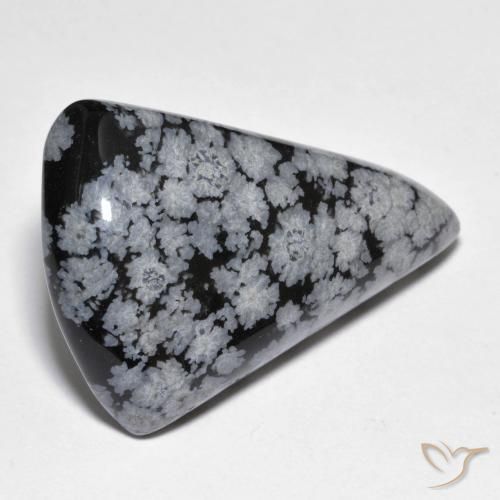 28.63ct Natural Gris-Blanco y negro Obsidiana copo de nieve, En forma de pera, Opaco, Photo A