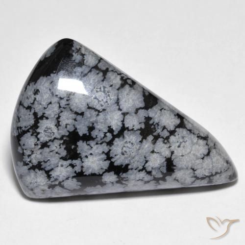 Obsidiana copo de nieve Gris-Blanco y negro natural de 28.63 ct, En forma de pera, Opaco