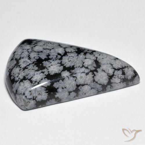 Obsidiana copo de nieve Gris-Blanco y negro natural de 28.63 ct, En forma de pera, Opaco