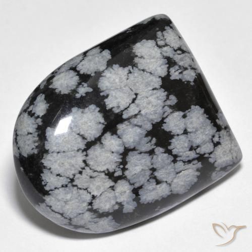 Obsidiana copo de nieve Gris-Blanco y negro natural de 29.59 ct, Elegante, Opaco