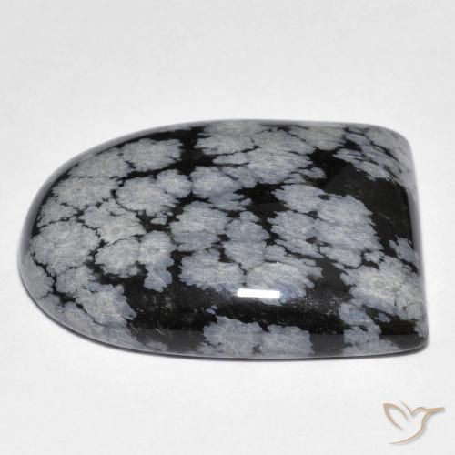 Obsidiana copo de nieve Gris-Blanco y negro natural de 29.59 ct, Elegante, Opaco