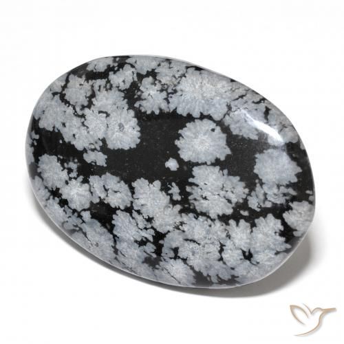 Obsidiana nevada negro natural de 24,72 ct, corte óvalo, opaco