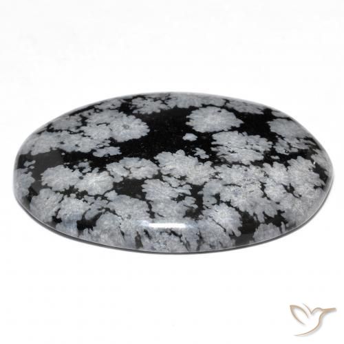 Obsidiana nevada negro natural de 24,72 ct, corte óvalo, opaco
