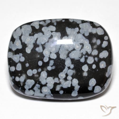 Obsidiana copo de nieve Gris-Blanco y negro natural de 25.43 ct, Forma Cojín, Opaco