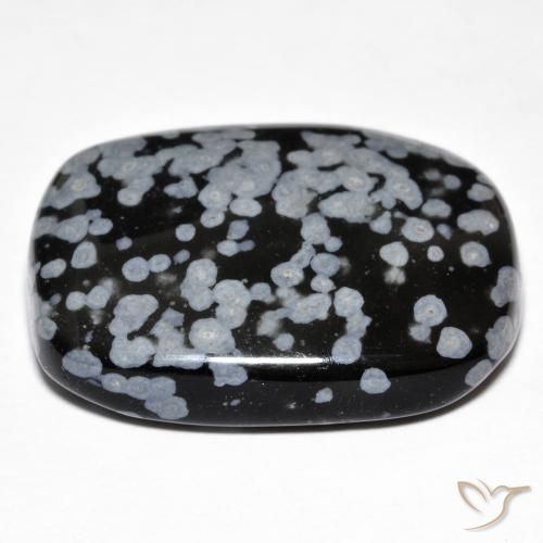 Obsidiana copo de nieve Gris-Blanco y negro natural de 25.43 ct, Forma Cojín, Opaco