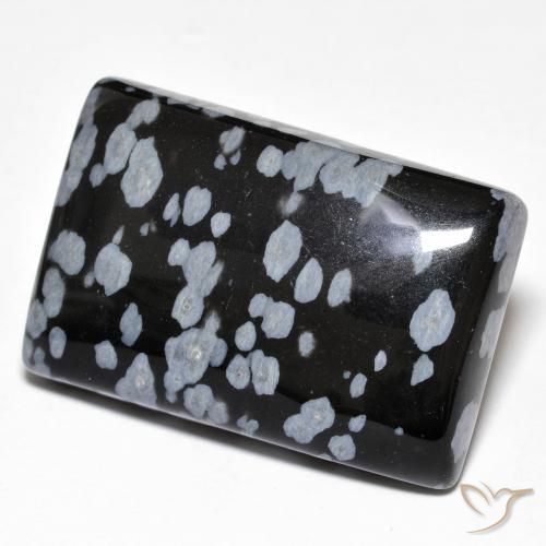 Obsidiana copo de nieve Gris-Blanco y negro natural de 28.40 ct, Corte Baguette, Opaco