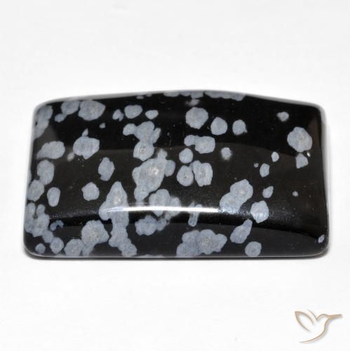 Obsidiana copo de nieve Gris-Blanco y negro natural de 28.40 ct, Corte Baguette, Opaco