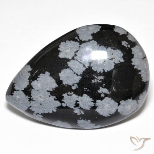 Obsidiana Copo de Nieve Gris-Blanco y negro natural de 30.66 ct, En forma de pera, Opaco
