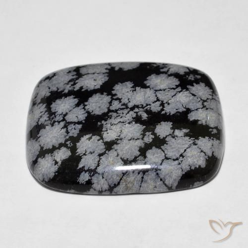 Obsidiana copo de nieve Gris-Blanco y negro natural de 27.93 ct, Forma Cojín, Opaco