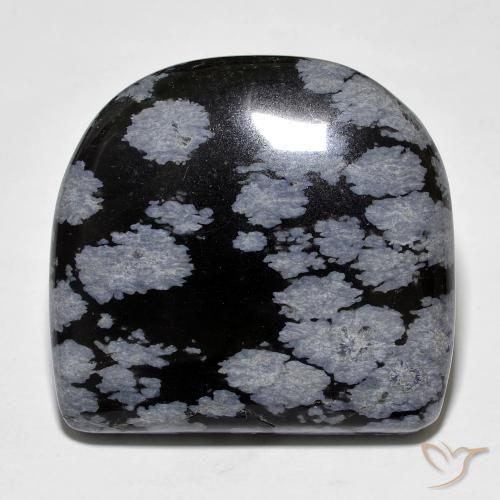 Obsidiana copo de nieve Gris-Blanco y negro natural de 35.68 ct, Elegante, Opaco