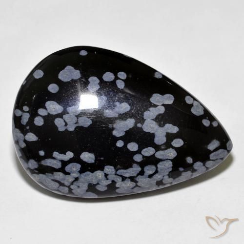 Obsidiana copo de nieve Gris-Blanco y negro natural de 27.45 ct, En forma de pera, Opaco