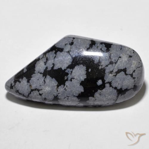 20.43ct Natural Gris-Blanco y negro Obsidiana copo de nieve, Elegante, Opaco, Photo A