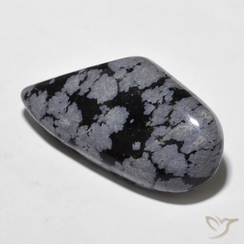 Obsidiana copo de nieve Gris-Blanco y negro natural de 20.43 ct, Elegante, Opaco