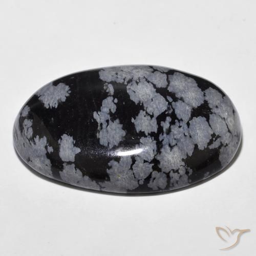 Obsidiana copo de nieve Gris-Blanco y negro natural de 28.85 ct, Ovalada, Opaco