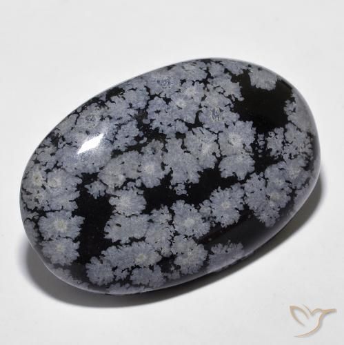 Obsidiana copo de nieve Gris-Blanco y negro natural de 26.31 ct, Ovalada, Opaco