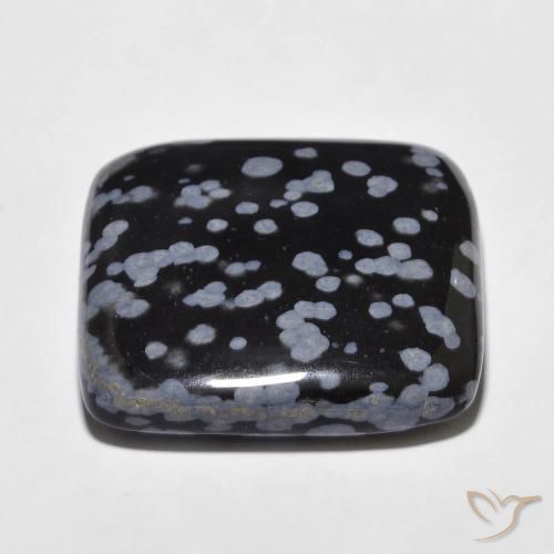 Obsidiana copo de nieve Gris-Blanco y negro natural de 28.25 ct, Forma Cojín, Opaco
