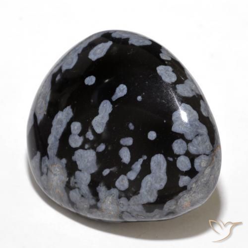 Obsidiana copo de nieve Gris-Blanco y negro natural de 24.61 ct, En forma de pera, Opaco