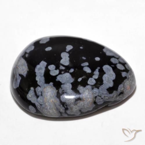 Obsidiana copo de nieve Gris-Blanco y negro natural de 24.61 ct, En forma de pera, Opaco