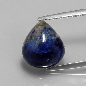 Sodalita azul violeta natural de 4,22 ct, en forma de pera, opaco