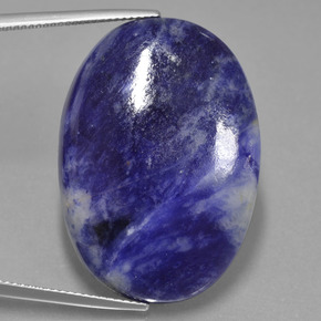 Sodalita azul violeta natural de 38,14 ct, corte óvalo, opaco