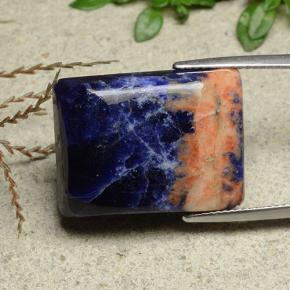Sodalita azul natural de 21,97 ct, baguette, opaco