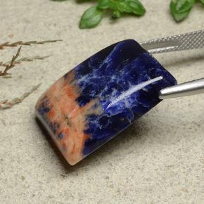 Sodalita azul natural de 21,97 ct, baguette, opaco