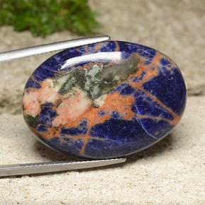 Sodalita azul natural de 29,10 ct, corte óvalo, opaco