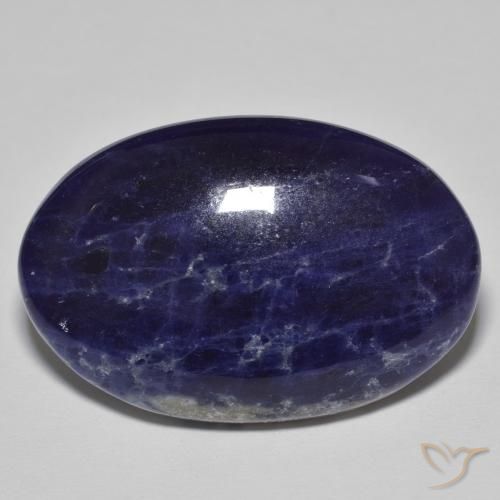 28.42ct Natural Azul negruzco sodalita, Ovalada, Opaco, Photo A