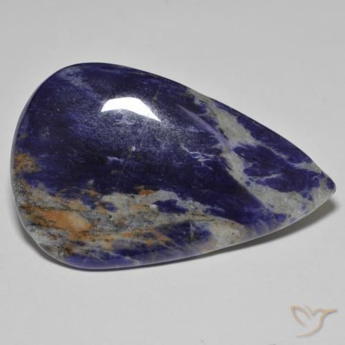 38.50ct Natural Azul violeta sodalita, En forma de pera, Opaco, Photo A