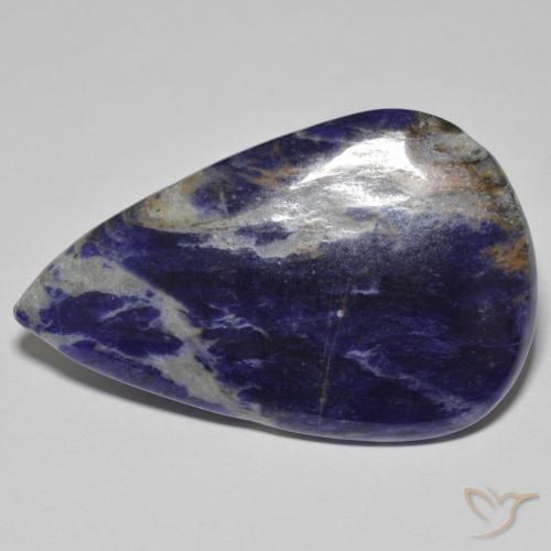 Sodalita Azul violeta natural de 38.50 ct, En forma de pera, Opaco